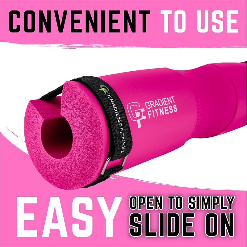 Gradient Fitness Barbell Pad with Pink Straps – Non-Slip Hip Thrust Cushion for Squats & Glutes