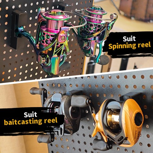 Tcakelox Fishing Reels Display Fishing Reel Holder Reel Storage Holder Fishing Reel Wall Mount Rack (Baitcasting, 3)