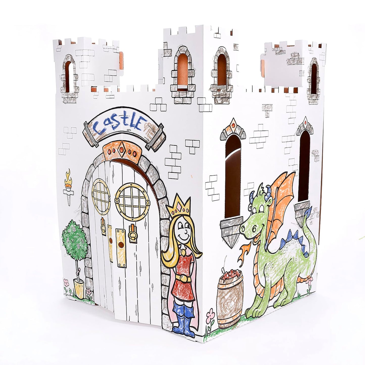 Easy Playhouse Cardboard Fairy Tale Castle - Kids Color & Draw Fort