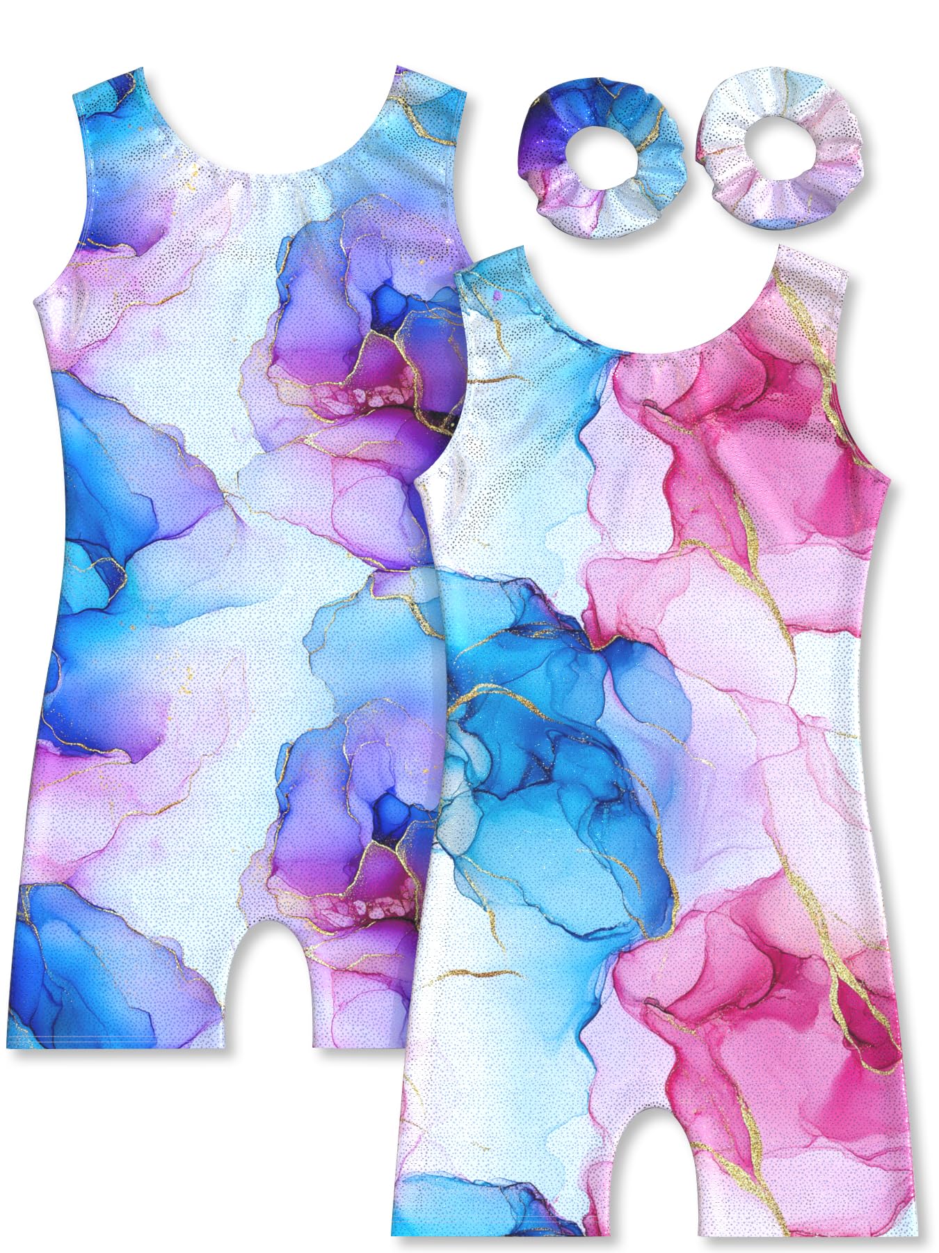 MOLLDAN Gymnastics Leotard for Girls Dance Biketard Unitards 2 Pack Tumbling Outfits for Kids(DC0602-03-6Y)