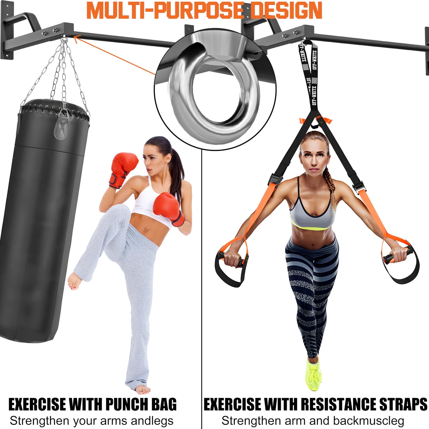 2025 Upgrade Pull Up Bar Wall Mounted - 600 lbs Heavy Duty Strength Training Pull-Up Bars, Ideal Rogue Pull Up Bar for Home and Commercial Gym, Easy Installation Chin Up Bar, Versatile Garage Pullup Bar