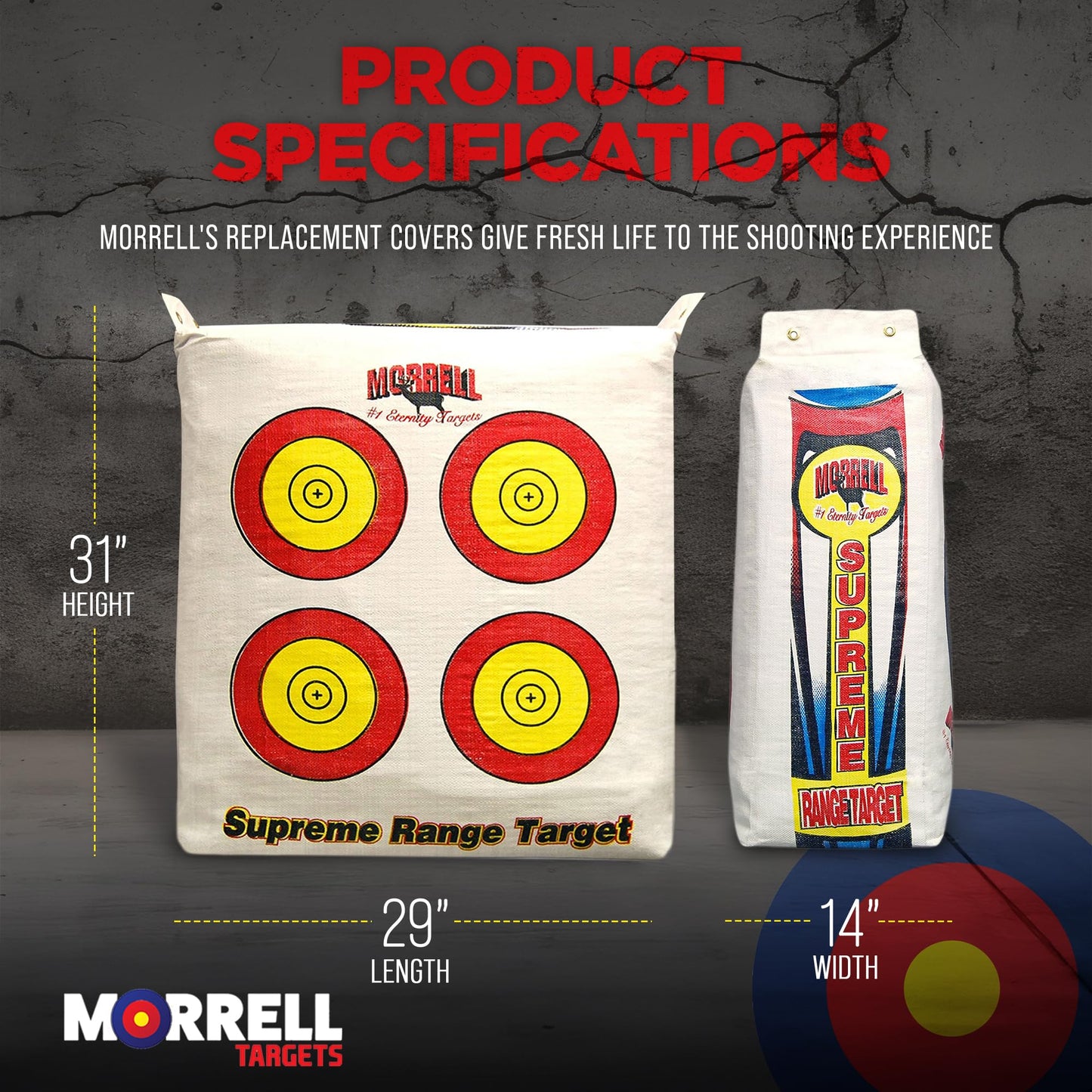 Morrell Weatherproof Supreme Range Adult Field Point Archery Bag Target with NASP Scoring Rings, Nucleus Center, and (2) Replacement Covers