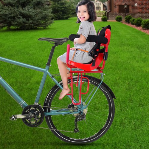 ZERNEIL Rear Child Bike Seat with Seat Cushion, Back Mounted Toddler Kids Bike Seat for Adult Bike, Outdoor Bike Seat for Ages 6 Months to 6 Years Old (Red)