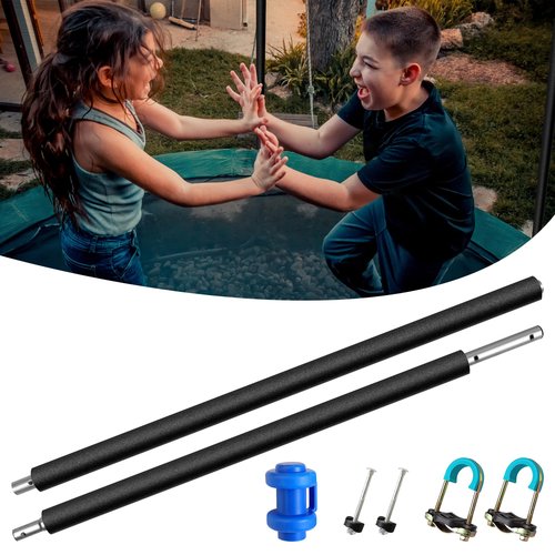 Suninlife 1PCS Trampoline Pole Replacement -Universal Trampoline Enclosure Pole Accessories Fits 8-16FT Straight Pole Trampolines, Include Foam Sleeve, Pole Caps & Hardware for 2 Install Ways
