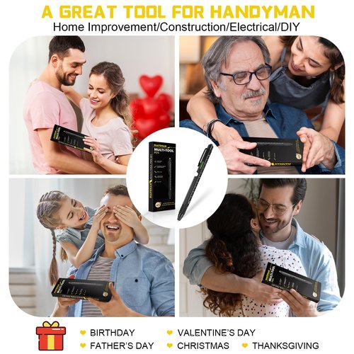 Gifts for Men Who Have Everything, 9-in-1 Multitool Pen, Cool Gadgets for Dad Husband Grandpa, Stocking Stuffers, White Elephant Christmas Gifts