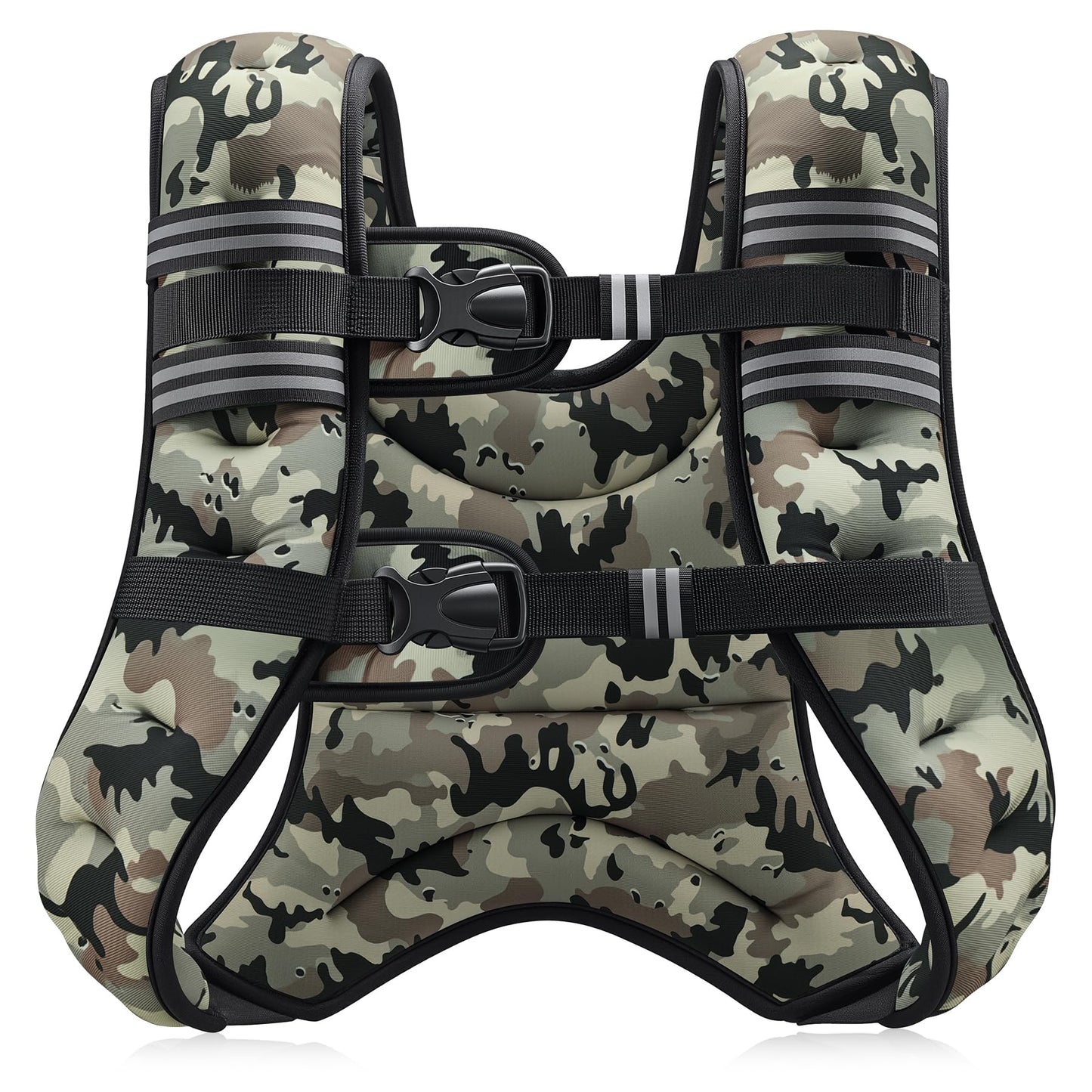 ZELUS Weighted Vest, 6lb/8lb/12lb/16lb/20lb/25lb/30lb Weight Vest for Men Women with Storage Pocket & Reflective Strips for Workout Strength Training Running Muscle Building, Desert Camo (30 lb)