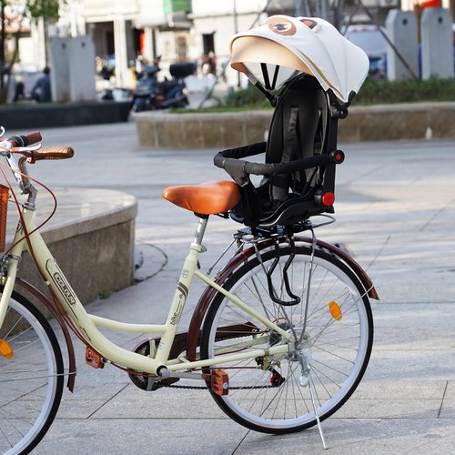 XIEEIX Rear Child Bike Seat, with Rain Shelter Backrest Rear Bike Seat, Foldable Rear Mounted Child Bike Seat, 2025 New Comfortable Child Rear Seat, Suitable for Most Bicycle Rear Frames