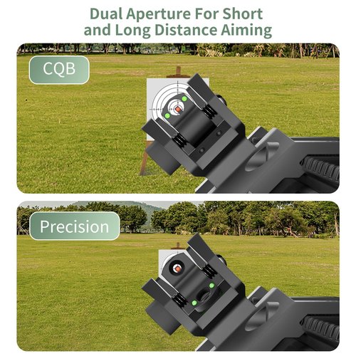 FocuAim T3 Fiber Optic Offset Iron Sight, Low Profile 45 Degree Front and Rear Backup Sights with Green Red Dot for Picatinny Mount, Spring-Loaded and Tool-Free Adjustment, Black