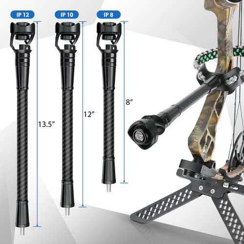 INGRAMS Archery Bow Stabilizer for Compound Bow, Carbon Fiber Body with 3D Damping System and Weights (12" Stabilizer)
