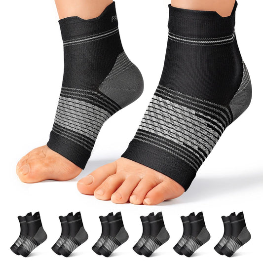 6 Pairs Plantar Fasciitis Socks for Men & Women, Ankle Brace Compression Socks with Arch Support for Achilles Tendonitis, Heel Pain, Swelling & Arthritis Relief, Black, XX-Large