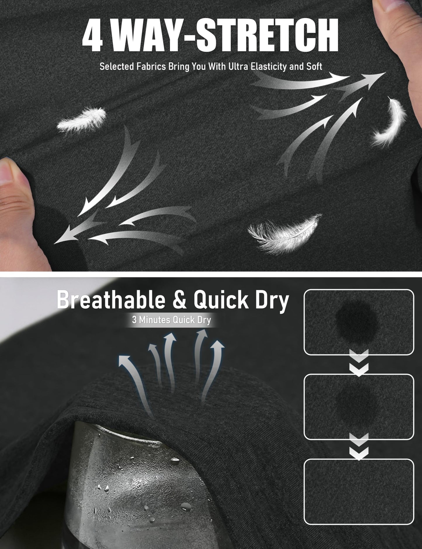 MAGCOSMEN Dry Fit Tshirts Shirts for Men Athletic Workout Tees Short Sleeve Moisture Wicking Cool Gym Running Hiking Tshirts Black, XL