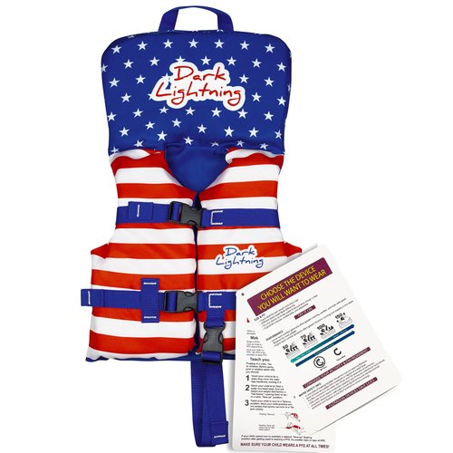 Dark Lightning Coast Guard Approved Toddler Life Jacket 0-30 lbs, Swimming Pool Floaties for Toddlers 1-3, Baby/Infant Swim Vest 20-30 Pounds (US - Flag)