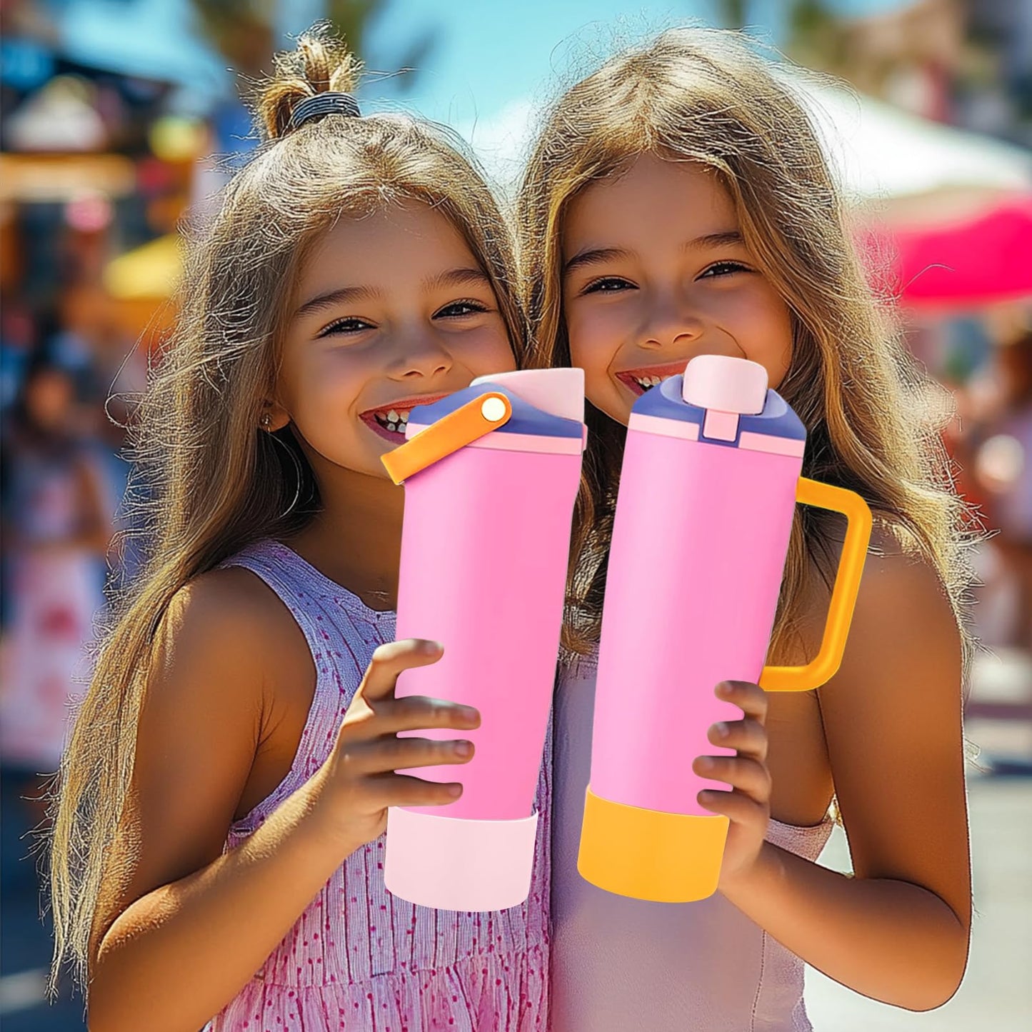 Mity rain 2PCS Protective Silicone Boots for Owala 30oz & 40oz FreeSip Sway Bottles & Tumblers - Accessories for owala, Enhances Stability & Prevents Scratches (Golden Yellow & Pastel Pink)