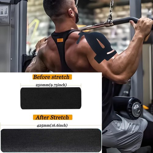 Kinesiology Tape for Shoulder Precut, 12 PCS Shoulder Tape for Pain Relief, Original Cotton Waterproof & Breathable, Enhance Elastic Sports Tape for Pain Support and Muscle Sports(Black)
