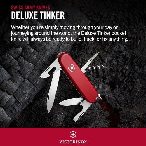 Victorinox Swiss Army Multi-Tool, Tinker Pocket Knife , Red, 91mm