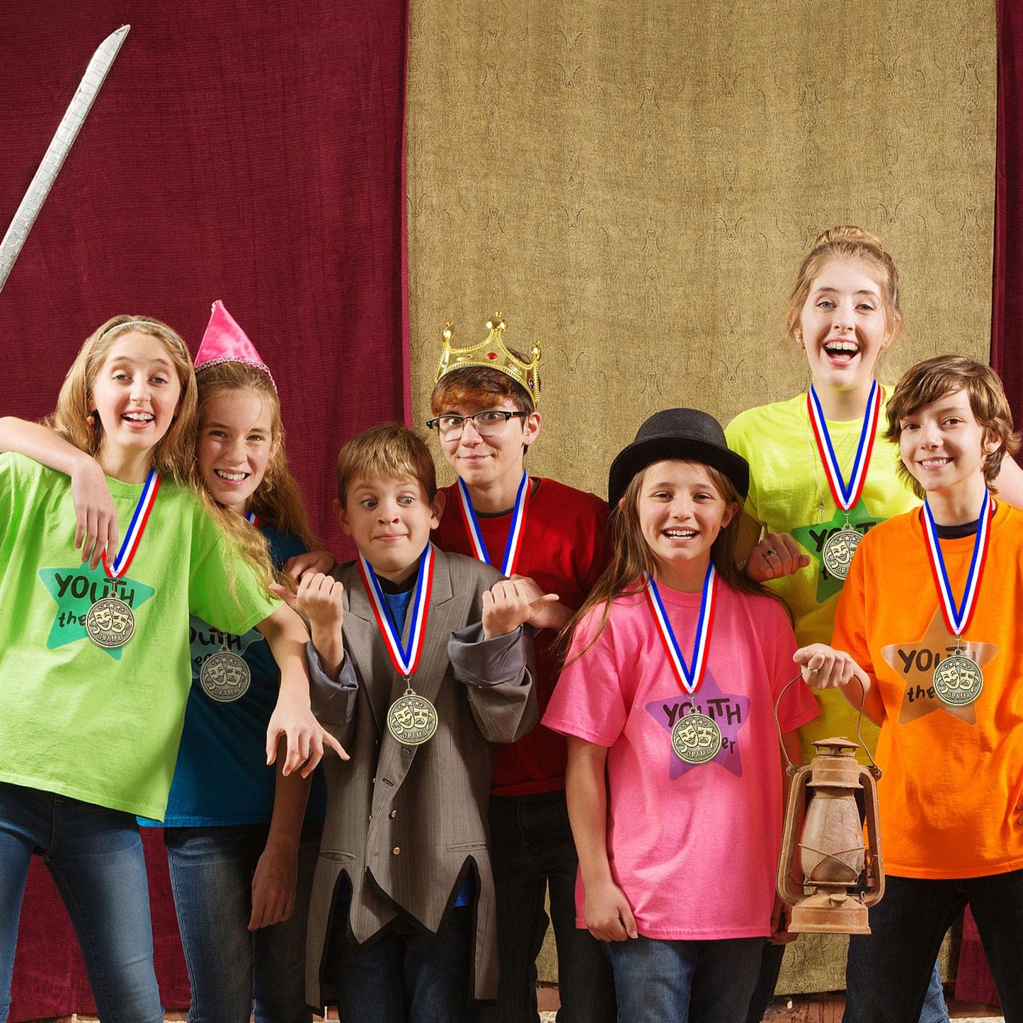 Quelay 30 Pcs 2'' Medals for Awards Winner Bulk with Neck Ribbons Metal Trophy Award Prize Gift for Kids Students Adults School Graduation Participation Competitions(Drama Oscars)