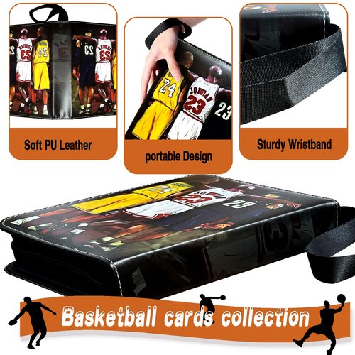 Basketball Card Binder, Trading Card Binder 9 Pocket with 50 Removable Sleeves Fits 900 Sport Cards, 3 Ring Card Holder Binder with Zipper, Collector Storage Album