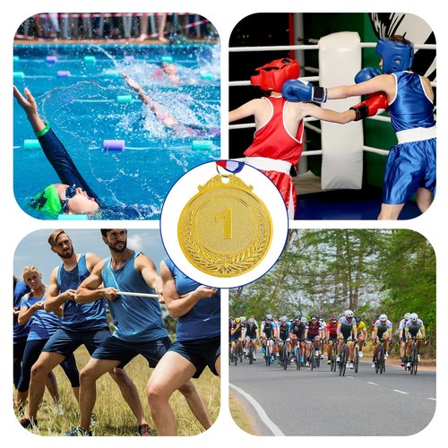 BOHUIZ 6Pcs Gold Medals for Awards, 2 Inch 1st Place Metal Award Medals Olympic Style Winner Awards for Competitions, Sports, Party, Tournaments, and Prizes