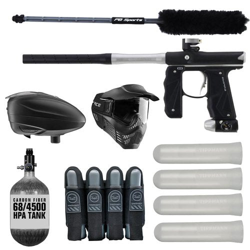 Empire Mini GS Beginner Player Electronic Paintball Marker Package (Dust Black/Silver w/ 4500psi Tank)