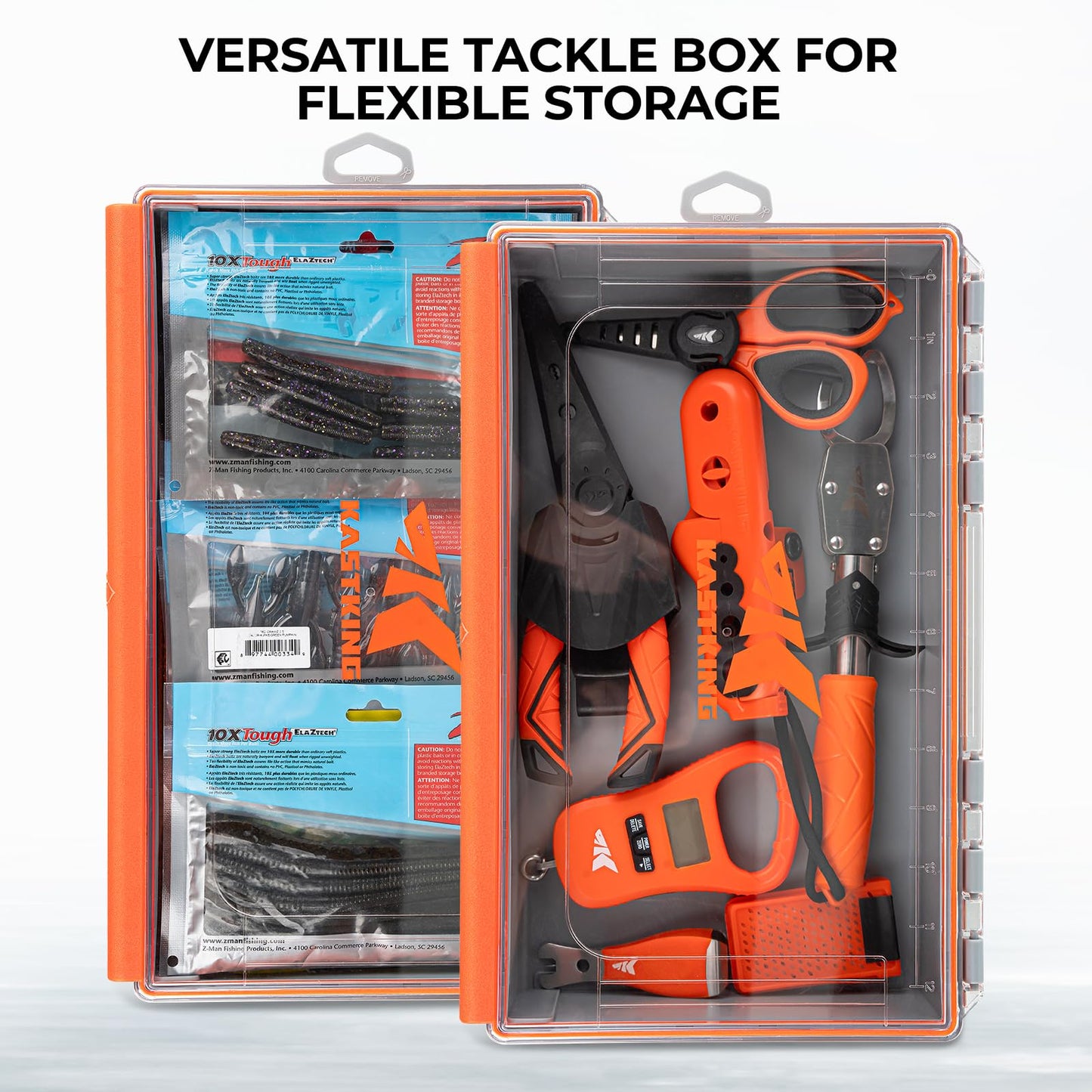 KastKing HyperSeal Waterproof Tackle Box, 3700 Deep Tackle Trays, Fishing Tackle Box Organizer With Exterior Stickers, Fishing Gear & Fishing Accessories Storage