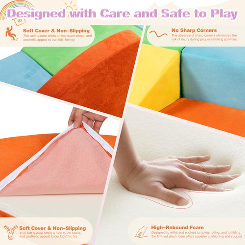 Nuturelly 6PCS Toddler Climbing Toys Indoor, Soft Suede Texture Baby Climbing Blocks, Foam Blocks Activity Play Set for Kids Climbing and Crawling, Playtime Corner, Play Gym & Toddler Slide