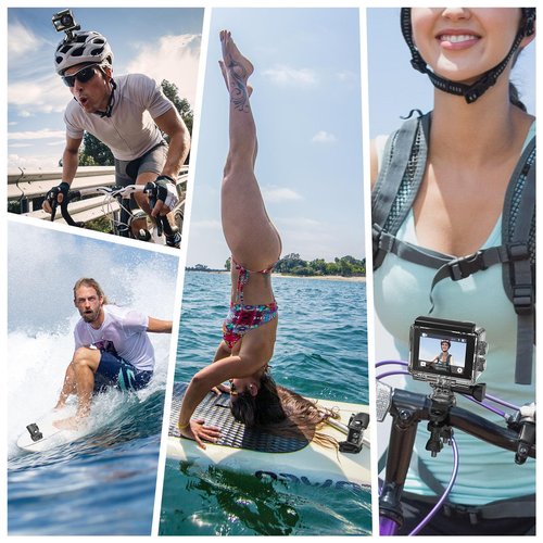 Hiicam Action Camera 4K60FPS 20MP with Touch Screen EIS Remote Control 131 FT Underwater Camera 5X Zoom Support Video&Photo Editing External Microphone Vlog Camera