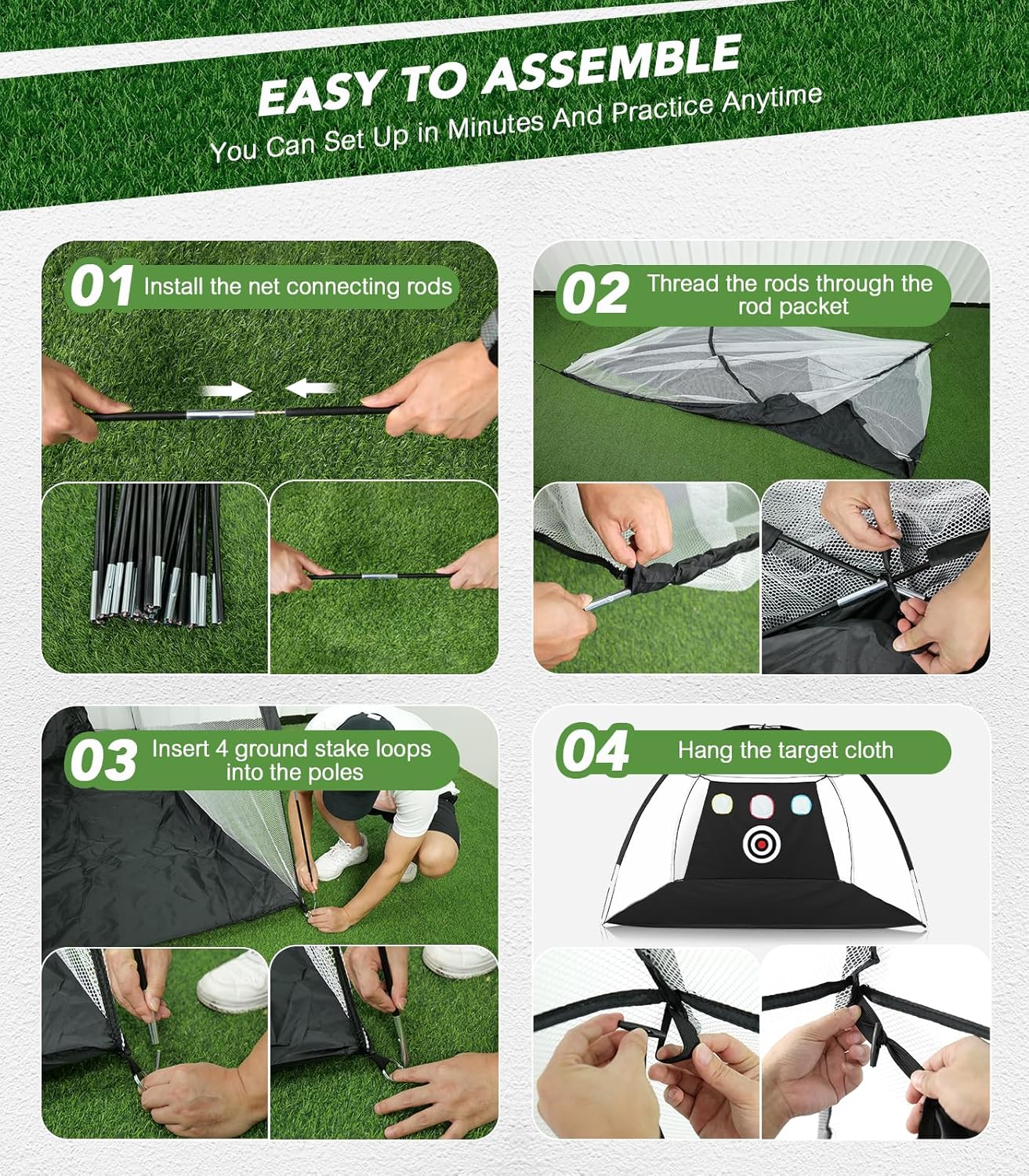 10x7FT Golf Net with Foldable Tri-Turf Practice Mat, All-in-1 Golf Hitting Aid with Scoreboard & Target, Chipping Training Nets for Backyard Driving, Ideal Gifts for Men Dad Husband Boys