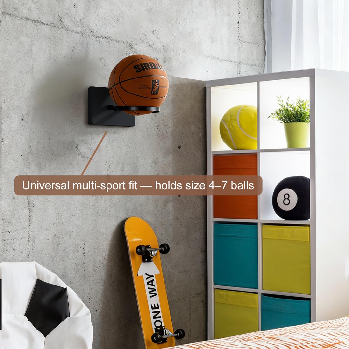 Lintriguingly Basketball Holder Wall Mount — Ball Holder Wall Mount,Ball Storage Display Rack for Autograph Basketballs, Soccer/Volleyball Holder，Sports Accessories Organizer (Black, 2-Pack)
