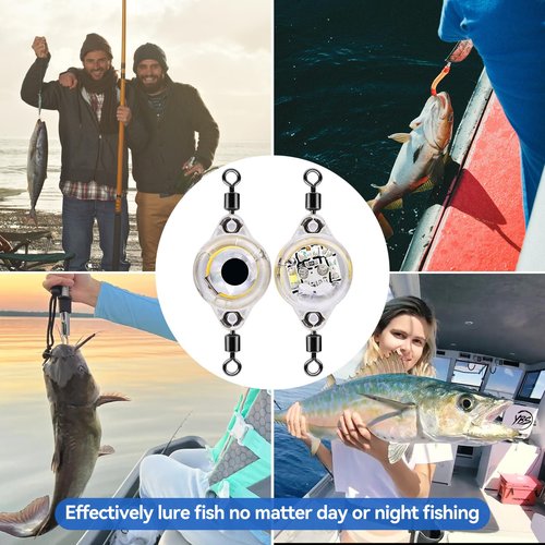 DUNKTEAM Deep Drop Underwater Fishing Lure Light, Fish Eye Lighted Bait, Deep Sea LED Fishing Lures Kit, Underwater Flasher Lures 5PCS
