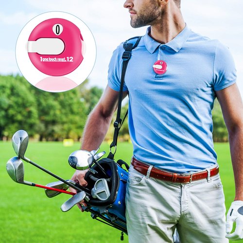 Frienda 6 Pieces Golf Stroke Counter Clicker Mini Golf Score Counter Simple Attachment Scorekeeper up to 12 Shots Score with One Touch Reset Clip(Red, White, Black)