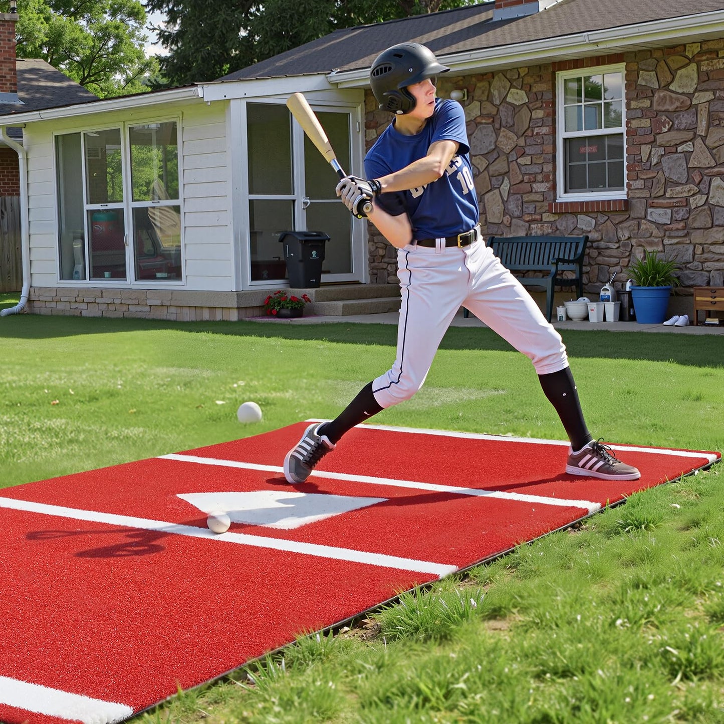 VEVOR 12x6ft Baseball/Softball Batting Mat with Home Plate - Anti-Fade Turf, Portable Hitting Trainer for Cage/Indoor/Outdoor Practice