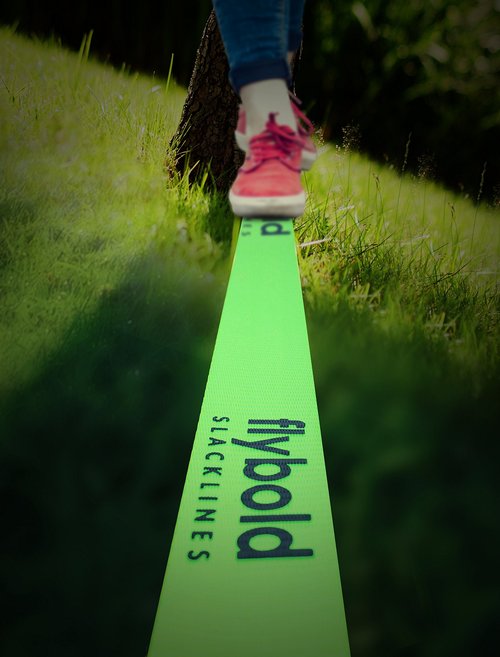 flybold Slackline Kit for Kids and Adults - 57 ft Balance Rope with Training Line, Tree Protectors, Arm Trainer, Ratchet Cover, and Carry Bag - Ideal for Tightrope Walking and Slackline Zipline