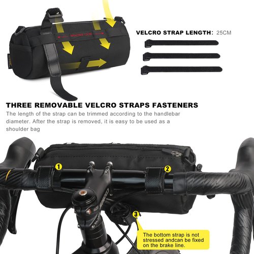 Rhinowalk Bike Handlebar Bag Bicycle Front Bag Shoulder Bag Storage Bag with Shoulder Strap for Road Mountain Bike Cycling Travel (Black)