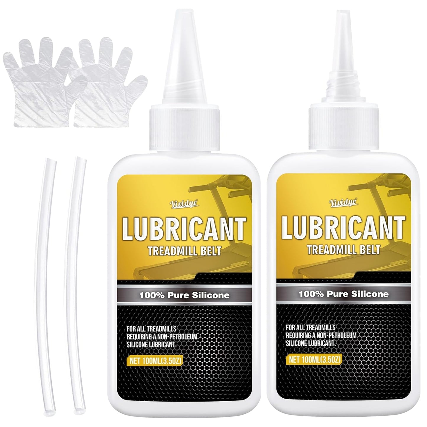 100% Pure Silicone Treadmill Lube - 7oz/200ml Treadmill Lubricant for Belt - Premium Silicone Oil with Application Tubes - Suitable for Most Treadmill Lubrication - Non-Toxic and Odorless