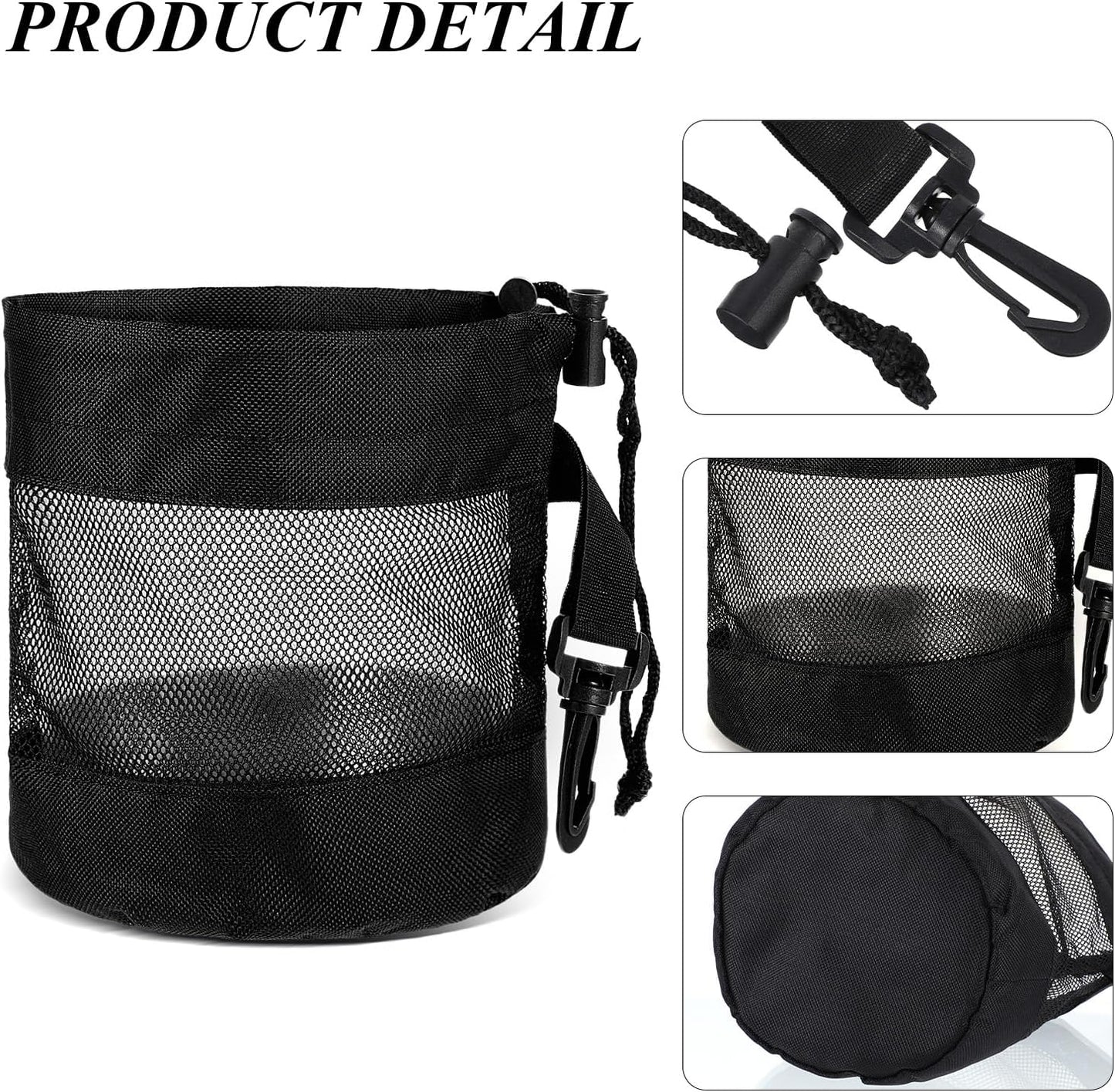 3 PCS Golf Ball Shag Bag, Nylon Shag Bag for Golf Balls, Black Mesh Storage Pouch, Drawstring Ball Pouch for Storing Balls