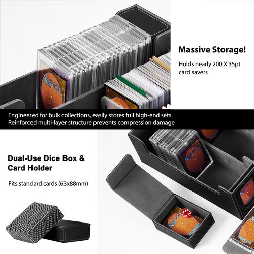 Scimi 3900+ High-Capacity Card Display Storage Box, 5-Layer Transparent Window Design (Ideal for Collectors & Beginners), Compatible with TCG/Sports Cards, Includes 34 Accessories + 1 Dice Tray(Black)