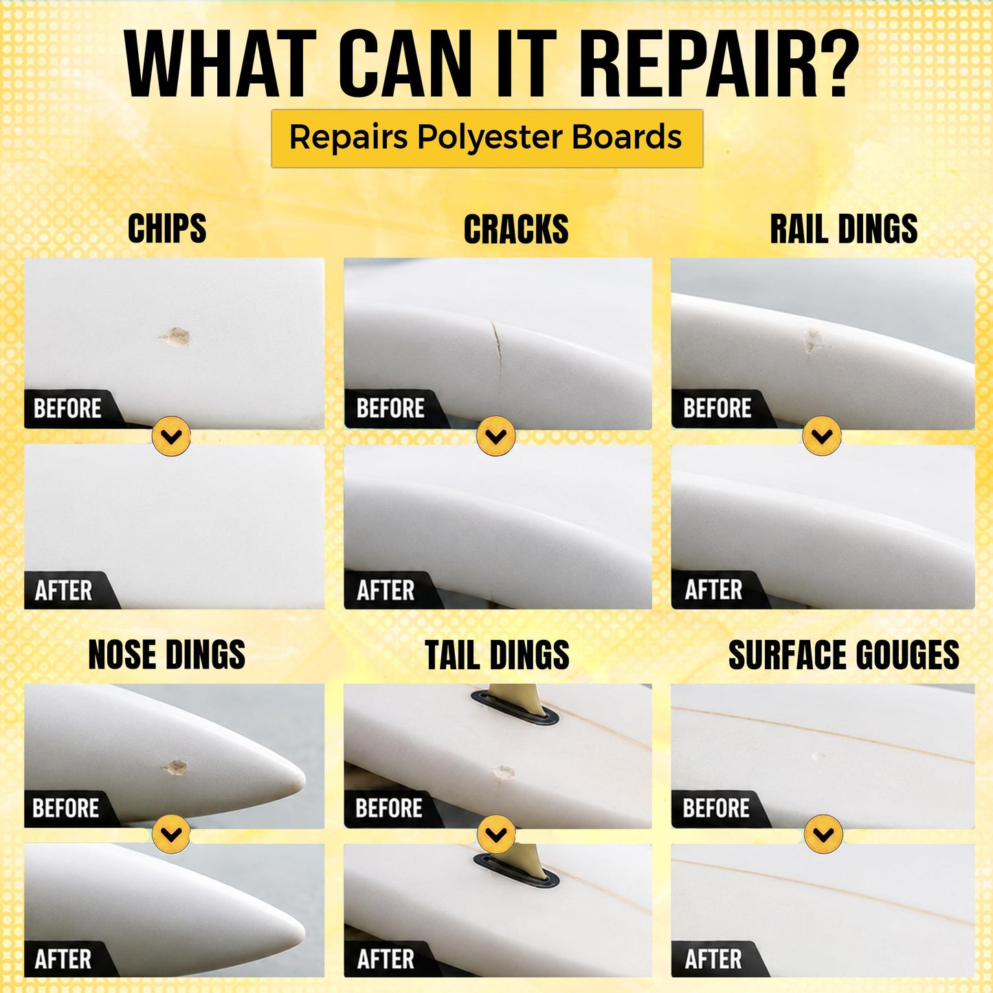 Ding All Sun Cure Surfboard Fiberglass Resin Repair Kit for Surfboard Wax