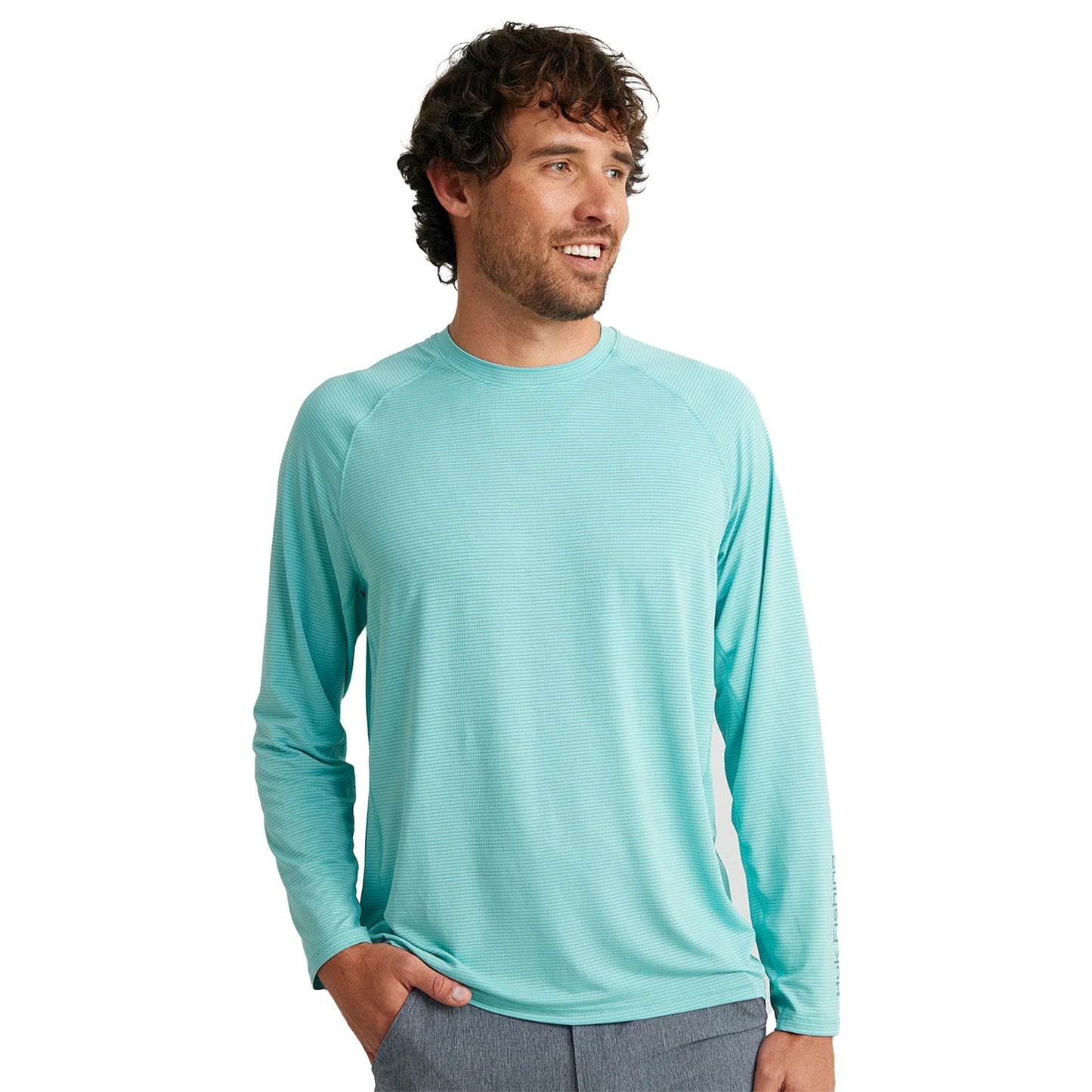 HUK Mens A1A Crew, Quick-Dry, Breathable Fishing Shirt, Marine Blue, Medium