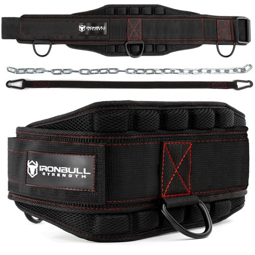 Advanced Dip Belt V2 – Heavy-Duty Weighted Belt with Reinforced Back, Chain & Nylon Strap – 3-Point Anchor D-Rings for Dips, Pull-Ups, Squats & More (Large)