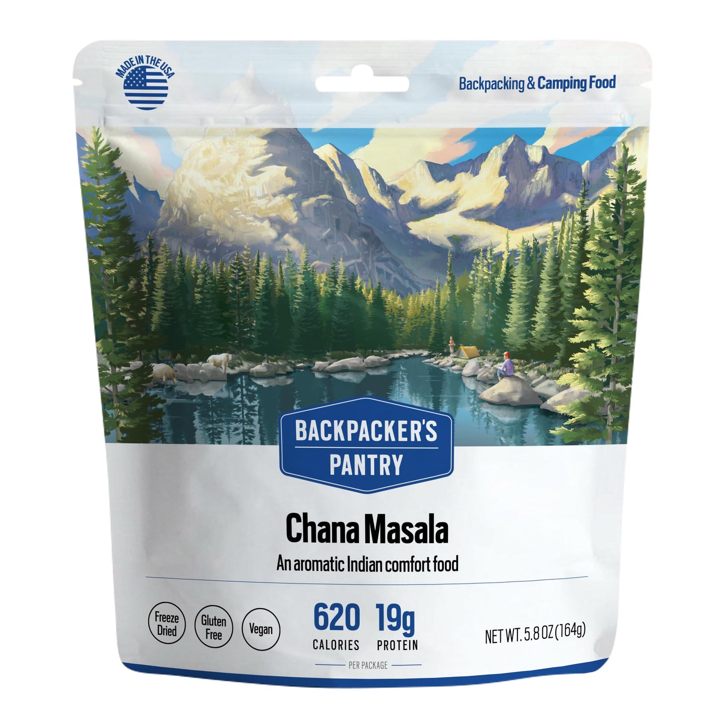 Backpacker's Pantry Chana Masala, 2 Servings Per Pouch(1 count), Freeze Dried Food, 14 Grams of Protein, Vegan, Gluten Free