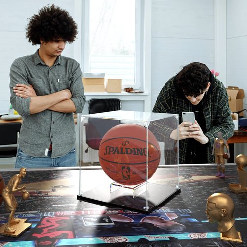 KOLIPI Basketball Display Case, Clear Acrylic Display Box for Full Size Basketball, Stand for Autographed Ball Showcasing, Watch The Video to Assemble (10.6x10.6x11.8 inch, 27x27x30 cm)