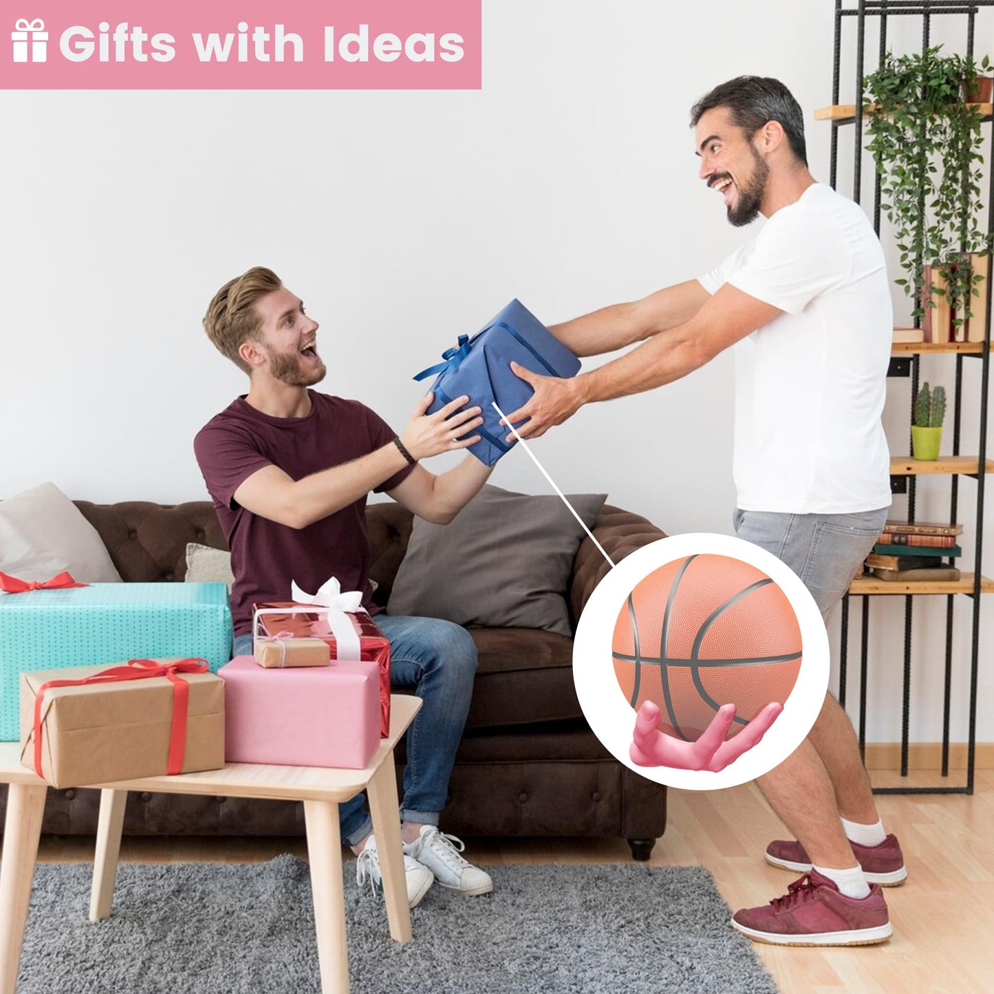 Basketball Holder – Handmade Ball on Wall Sculptures Mount Display Stand for Basketballs, Footballs & Sports Memorabilia – Perfect Man Cave Decor & Game Room Organizer (Pink)
