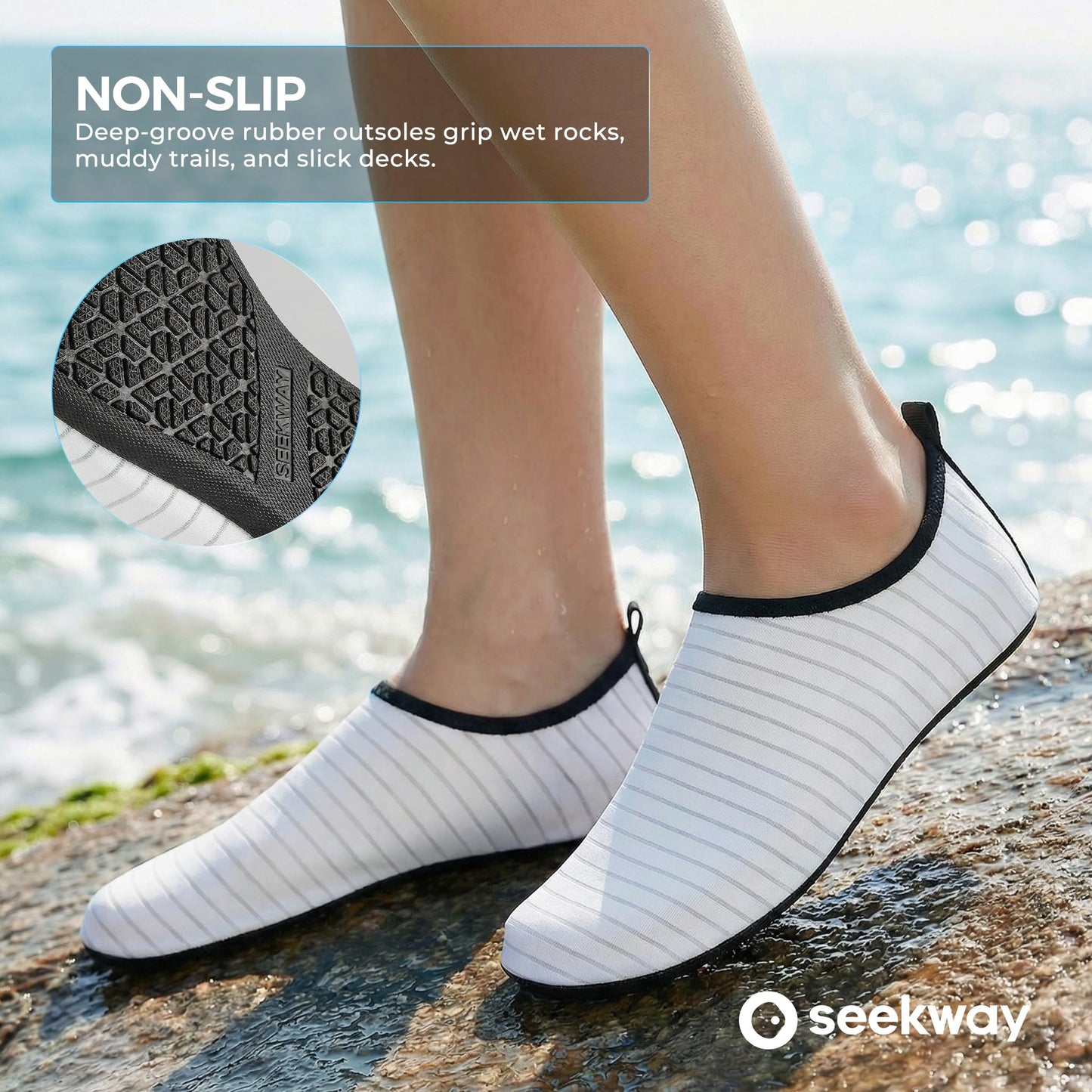 SEEKWAY Water Shoes Barefoot Aqua Socks Quick-Dry Non Slip Shoes for Beach Swim Pool River Boating Surf Women Men SK002