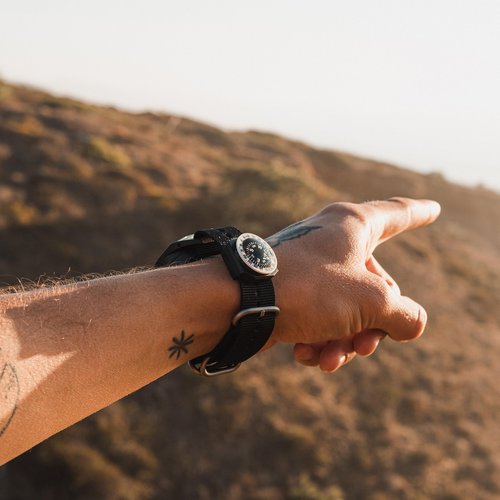 Sun Company GoCompass - Micro Orienteering Wrist Compass | Watch Band or Paracord Bracelet Compasses with Rotating Bezel