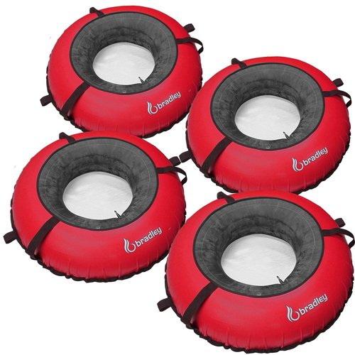 Pack of Four Bradley Heavy Duty Tubes for Floating The River; Whitewater Water Tube; Rubber Inner Tube with Cover for River Floating; Linking Tubes for Floating The River; River raft Tube Red