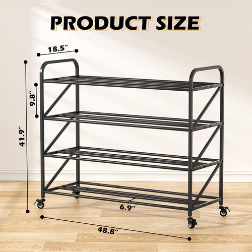 Chooga Basketball Rack Ball Storage Holder, 4-Tier 40-Ball Rolling Basketball Shooting Training Stand, Heavy Duty Garage Sports Equipment Organizer with Wheels for Gym, School, Club