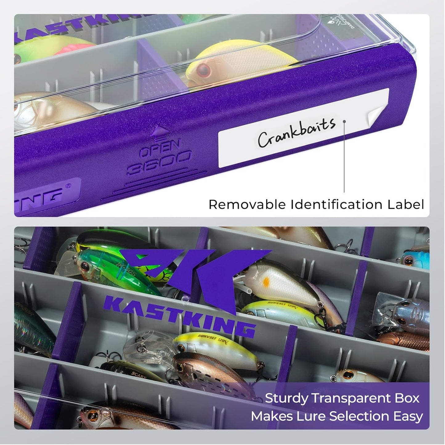 KastKing HyperSeal Waterproof Tackle Box — Royale Family Edition, Waterproof 3600 and 3700 Tackle Trays, Fishing Tackle Box Organizer with Removable Dividers