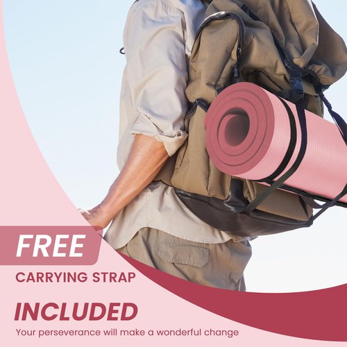 Aurorafy Yoga Mat 1-Inch Extra Thick High-Density Exercise Mat with Non-Slip Surface & Carry Strap for Men & Women Tear-Resistant Pilates Workout Mat for Home Gym, Floor Fitness, Pearly Pink