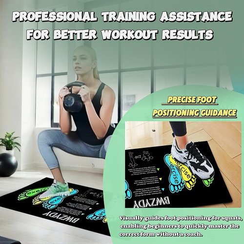 BWZYdy premium squat mat with foot position - non-slip exercise pad for improved muscle activation, versatility and safety, prevents sports injuries, ideal for young people (blue)