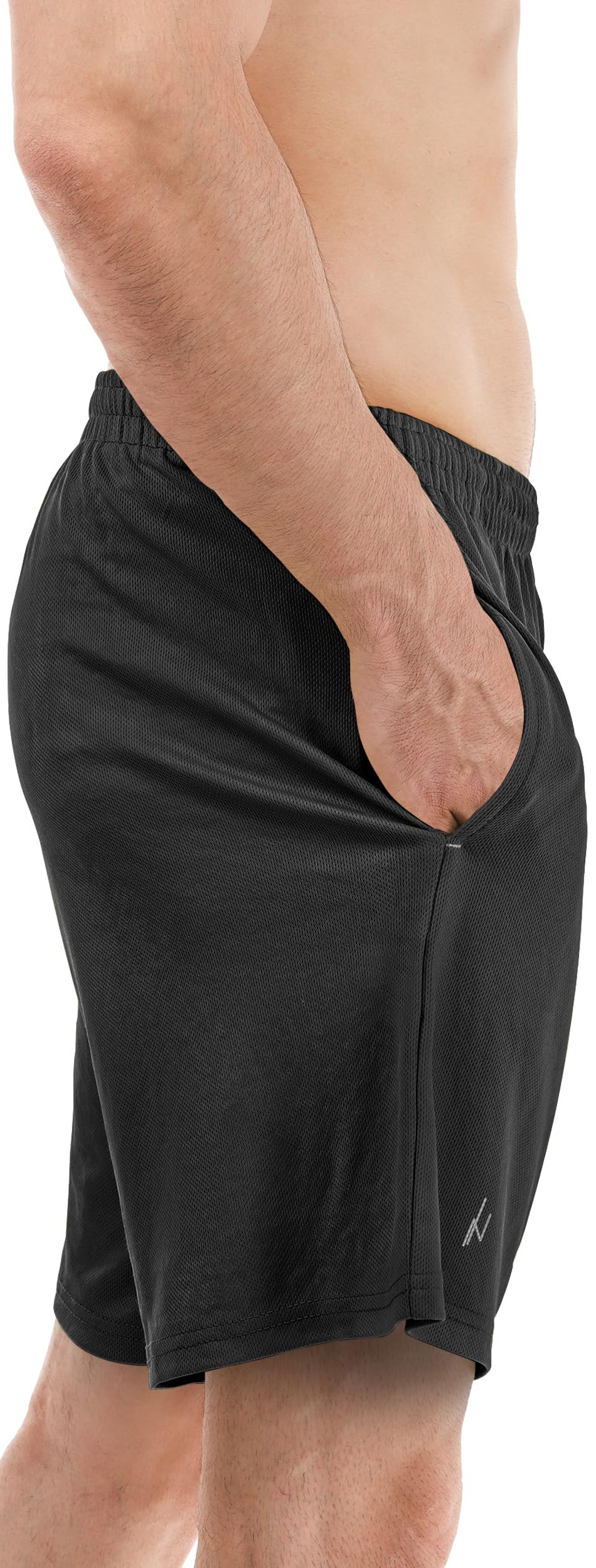 NY Threads Quick Dry Knit Men's Athletic Shorts Loose-Fit Running Gym Shorts for Men, Medium, Black/Black